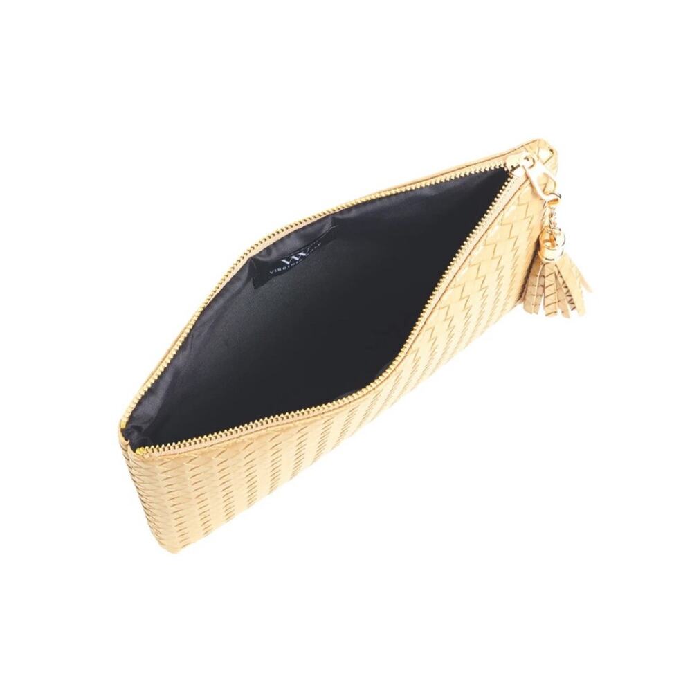 NWT! Virginia Wolf Mimi Metallic Gold Woven Clutch - Picture 9 of 11